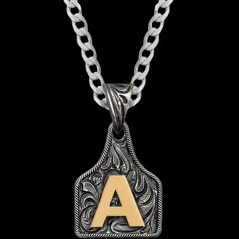 Mini Initial Cow Tag Necklace 